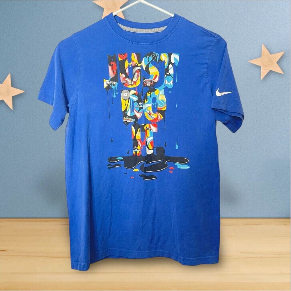 Nike Youth L Blue “Just Do It” Bonner Colab Streetwear Graphic T-Shirt